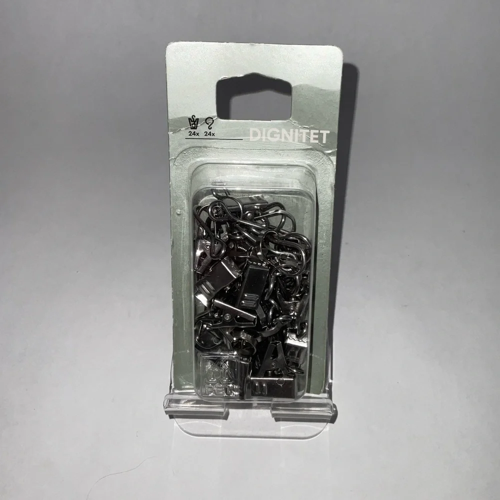 New IKEA Dignitet 24 Count Stainless Steel Curtain Rod Wire Drape Hook + Clip